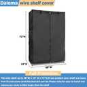 Wire Rack Covers,Heavy Duty 600D Dustproof Waterproof Storage Rack Covers for Metal Shelves,Storage Shelf Cover with Zipper for Wire Shlef,48''W x 19''D x 72''H,Black