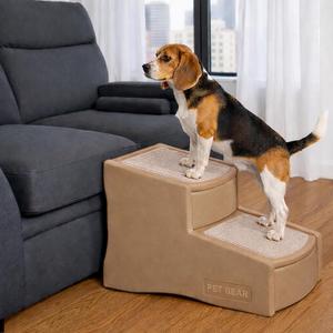 Pet Gear Easy Step II Pet Stairs, 2 Step for Cats/Dogs up to 150 Pounds, Portable, Removable Washable Carpet Tread, No Tools Required, Sand Dune