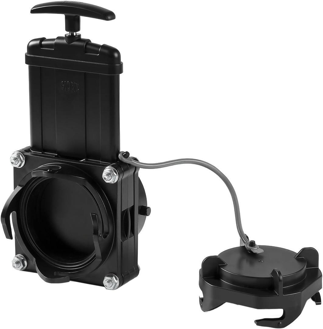 Short Bayonet Hook Twist-On Waste Valve RV Gate Valve Compatible with Most Brands of Bayonet/Lug Adapter UV-Resistant (1Pack) Black (8050)