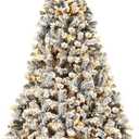 7.5 ft. Pre-Lit LED Flocked Snow Hinged Pine Artificial Christmas Tree with 450-Lights