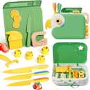 Montessori Kitchen Tools for Toddlers,Kids Knife for Real Cooking,Toddlers Knife Set with Storage Box Kids Safe Knives Children Cutting Set for Girl Boy,Montessori Toys for Kitchen Set -Green