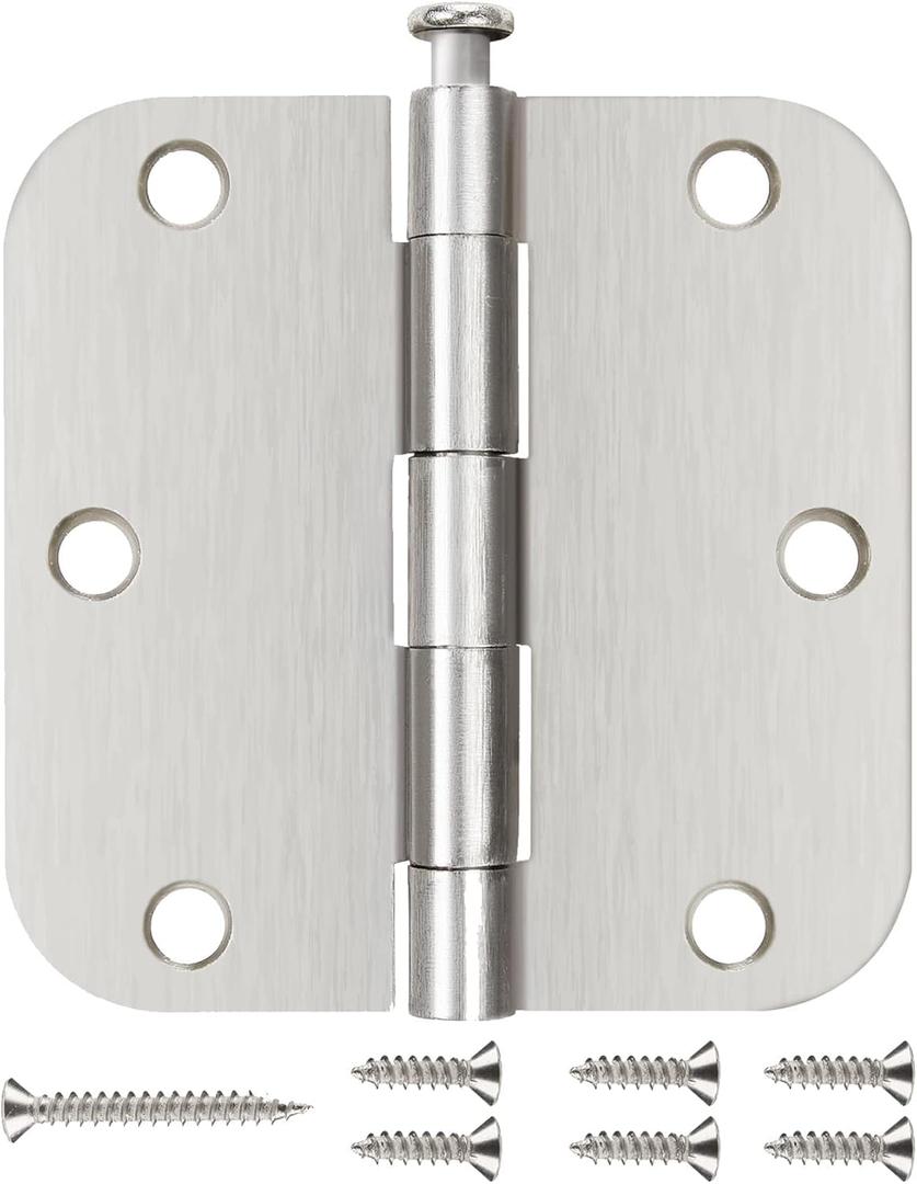 42 Pack Nickel Door Hinges Brushed Nickel 3 1/2 Interior Door Hinges Satin Nickel 3.5 Inch with 5/8 Radius Corners 3 "x 3 " Silver Hardware Controls JIW Garage Factory