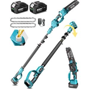 SEESII 2 in 1 Cordless 8 inch Pole Saw & Mini Chainsaw with 2 Battery, Power Electric Polesaw for Tree Trimming, Chain Saw with Extension Pole, Limb Branch Cutter Pruner P8 Ace