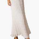 Verdusa Women's Maxi Skirt Shirred Ruffle Textured Pencil Skirt Boho Maxi Long Skirts Going Out (S)