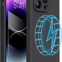 Miracase Magnetic Case Designed for iPhone 14 Pro Max Phone Case with Screen Protector,[Upgraded Enhanced Camera Protection],Shockproof Liquid Silicone Case 6.7 inch, Black Magnetic