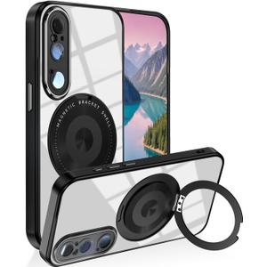 Case for Sony Xperia 1 VI Invisible Stand Magnetic Blue, Military-Grade Protection for Sony Xperia 1 VI Phone Cases with Car Mounts Accessories Funda Girls/Men Shockproof Original Slim Cover (Black)