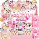 Pink Cow Party Decorations 148PCS Cow Balloons Garland Include High Chair Banner Boxes Cutout MOO MOO Banners for Boys Girls Farm Animal Themed Baby Shower Birthday Party Decorations Supplies