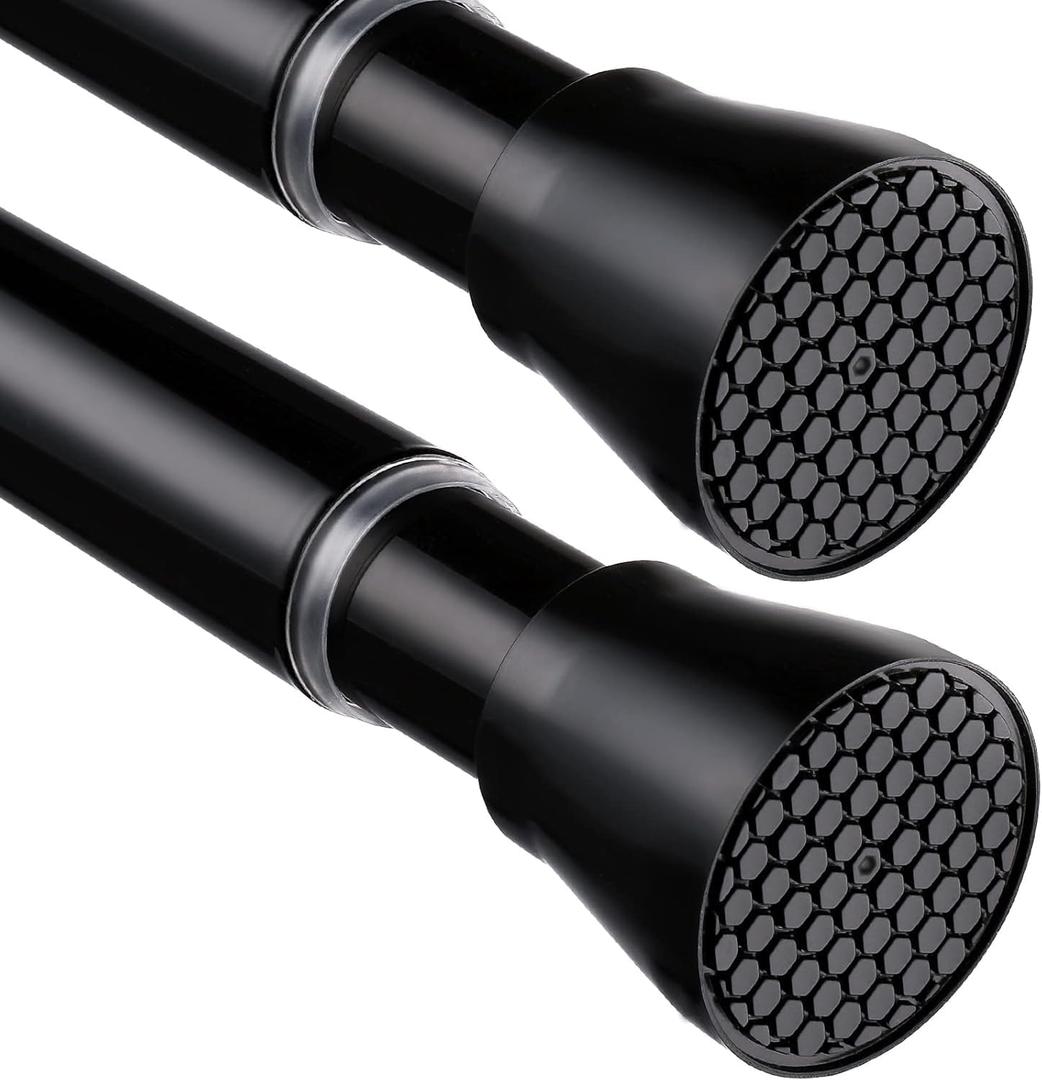 2 Pack Black Shower Curtain Rod 45 to 77 Inch,Shower Rods for Bathroom,Spring Tension Curtain Rod No Drilling for Windows Doors Closet Kitchen Wardrobe