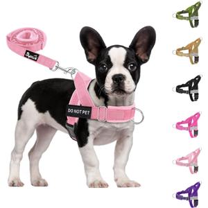 SlowTon No Pull Dog Harness - Heavy Duty Dog Harness and Leash Set for Medium Large Dogs, Reflective Tactical Harness with Soft Padded and Front Clip for Easy Walk and Training (PI, S)