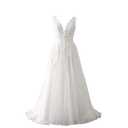 Abaowedding Women's Wedding Dress for Bride Lace Applique Evening Dress V Neck Straps Ball Gowns White US 12
