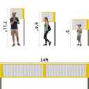 4 Square Volleyball Net Set with 3 Adjustable Heights, 14FT Cross PE System, Use in Backyard or Beach, Includes Ball, Pump, Carry Bag, Hammer, Outdoor Team Games, Black/Red