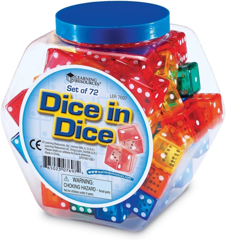 Learning Resources Dice In Dice Bucket, Math Toy, Manipulative, Set of 72, Ages 3+