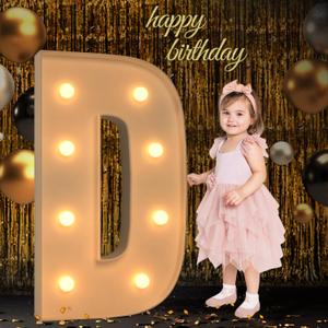 Marquee Light Up Letters, 3FT Large Letters for Party Decorations, Marquee Numbers, Mosaic Balloon Frame, Baby Letters for Baby Shower Birthday Wedding Engagement Party, Pre-Cut DIY Foamboard Letter D