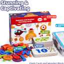LiKee Alphabet Flash Cards Wooden Letter Puzzle ABC Sight Words Matching Games Counting Board Preschool Educational Montessori Toys for Toddlers Boys Girls 3+ Years (36 Cards& 37 Wood Pieces)