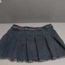 WDIRARA Women's Plus Size Pleated Mini Denim Skirt Y2k Frayed Hem A Line Skirt Dark Wash 4X-Large Plus