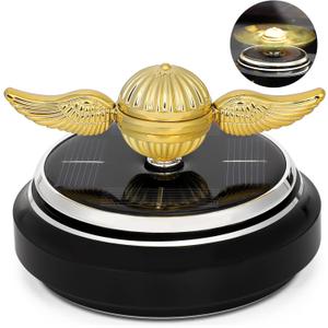Fidget Spinner Solar Power Desk Toy Educational Science Kits for Kid, Kinetic Fingertip Gyro Spinning Decoration with Solar Panel, Gold Orb Novelty Hand Spinner for Stress Relief (Black)