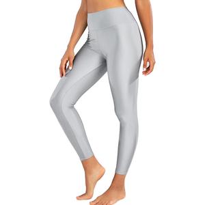 Sghenr Women's High Waisted Yoga Pants Tummy Control Shiny Sports Tights Workout Leggings (Large, Black)