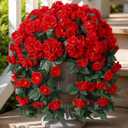 Ivydale Fake Geraniums Artificial Flowers for Outdoors Summer Decor, 2 PCS Red Faux Hanging Flowers Outdoor Plants Realistic Silk Geraniums Vines UV Resistant for Outside Planters Porch Patio Garden