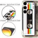 FAteamll Case for Galaxy S23 with Reinforced Corners TPU Soft Bumper Retro Cassette Tape Case Compatible with Samsung Galaxy S23