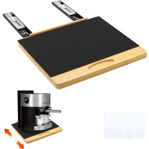MinBoo Bamboo Appliance Slider,Sliding Tray for Coffee Maker, Kitchen Countertop Appliance Rolling Tray,Slides Easily from Under The Cabinet,Wide -Medium (14" Wx13 D)