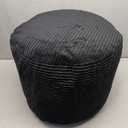 AS AWESLING Round Ottoman Foot Rest Pouf for Living Room Couch - Soft Plush Hassock (Black)