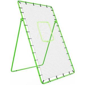 4×7ft Rebounder Net，Soccer Rebounder with Adjustable 5 Angles，6 Ground Stakes，1 Glove，Baseball Rebounder Net with Fluorescent Green Pitching Target，Net for Individual/Team Baseball Training
