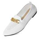 SMILIN Women's Casual Dressy Loafers, Comfortable Mesh Slip On Loafers, Breathable Lightweight Pointed Toe Flats Shoes for Fall, White, Size 8