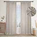 Room Darkening Curtain 88 inches Long Faux Linen Thermal Insulated for Living Room Bedroom Rod Pocket/Back Tab/Hook Belt/Clip Rings 4-in-1 Header Curtain, 52W x 88L, Birch, 1 Panel