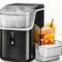 Kismile Nugget Ice Maker Countertop,35Lbs/24H Pellet Ice Machine with Chewable Ice,Self-Cleaning Pebble Ice Maker with Ice Scoop,One-Click Operation,for Home/Kitchen/Office(Black)