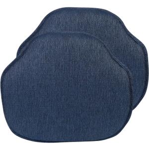 Klear Vu Gripper Omega Non-Slip Windsor Chair Cushions with Skid-Proof Seat Pad for Dining Room, Kitchen, and Office Use, 16x15 Inches, 2 Count (Pack of 1), Indigo
