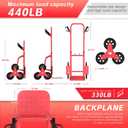 Stair Climbing Hand Truck 440lbHeavy Duty Dolly Cart for StairsThickened Upgraded Steel Tube Folding Stair Climbing Trolley with Six Wheels and Telescoping Handle