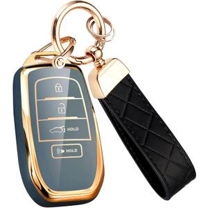 Montague Key Fob Cover for Toyota Camry Rav4 Crown Corolla Cross Grand Highlander Land Cruise Prius Sequoia Tundra Venza 4runner4 Buttons, Gray