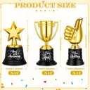 Lenwen 36 Pack Gold Trophy Award Bulk Star Thumbs up Trophy Awards Plastic Mini Golden Cup Back to School Gifts for Students Classroom Sports Soccer Football Game Winning Prize, 3 Styles