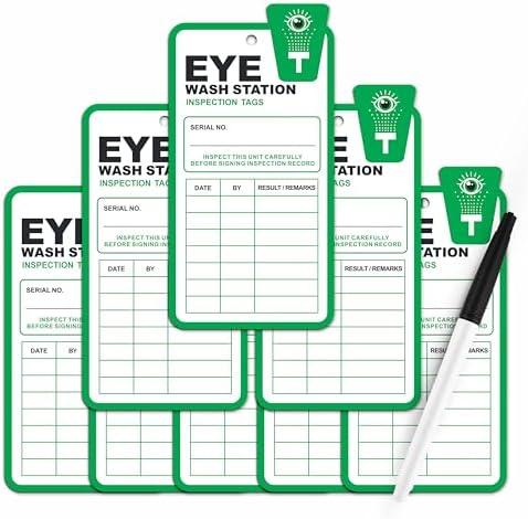 iFioz Eye Wash Station Inspection Tags 25 Pack, Plastic Eyewash Station Test Record Tags, Monthly Eye Wash Station Inspection Sheet for Eye Wash Station/Emergency Shower, OSHA Approved, Waterproof
