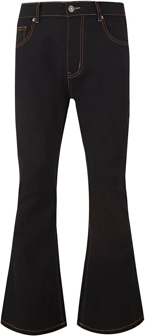 Wbestwind 70s Disco Pants for Men Relaxed Stretch 60s 70sBell Bottom Fit Comfort Flared Retro Leg Denim Vintage Jeans (Large, Bk2)