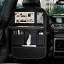 GMQ Back Seat Car Organizer 1 Pack,Backseat Organizer with Tray,Multifunctional Car Seat Back Storage Box with Foldable Tablet Holder (Carbon Black, Weave)