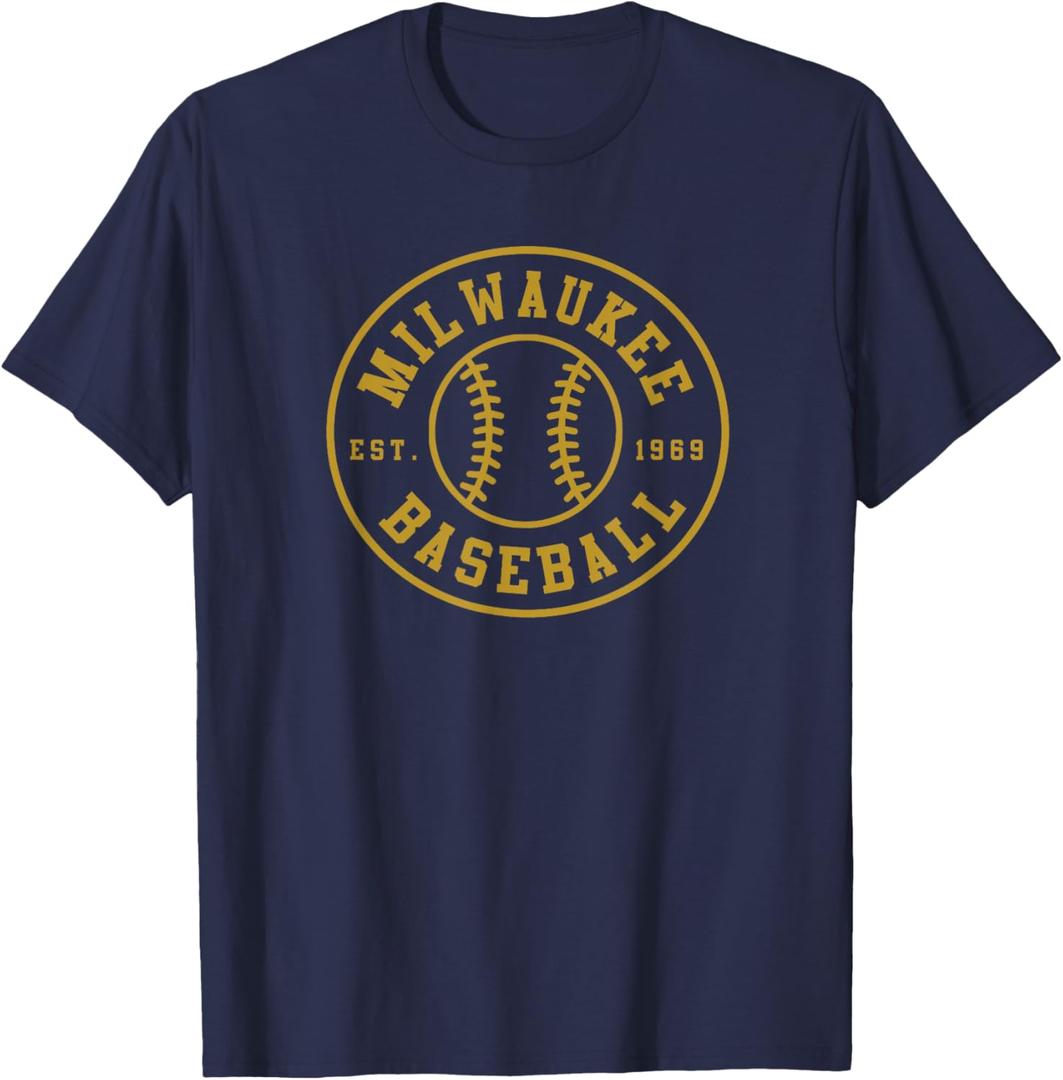 Milwaukee Baseball Seventh Inning Stretch Gameday Fan Gear T-Shirt (Small, Navy Blue)