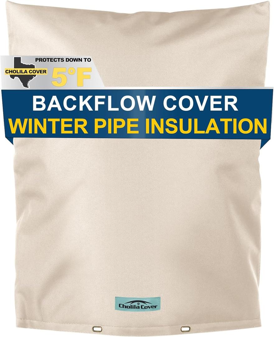 Backflow Preventer Cover Insulated (5F) with Thick 7 Layers Fabric, 14" W x 18" H with Aluminum Foil Layer Backflow Cover for Winter Pipe Freeze Protection, Sprinkler Covers for Outside