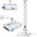 2-Be-Best Upgraded Projector Ceiling Mount - Adjustable Projector Wall Mount Max Load Capacity 42 LBS / 19KG Projectors Mounts White Compatible with Epson Benq and Other 3 or 4 Holes Projectors
