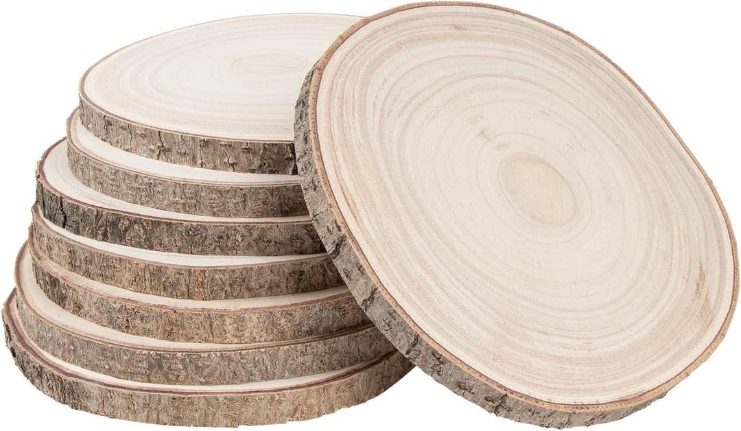 Maputune 8 Pcs 8-9 in Large Unfinished Wood Slices for Centerpieces, Natural Rustic Wooden Plate for DIY Craft, Round Wood Chips for Signage Painting Wedding Party Christmas Decor