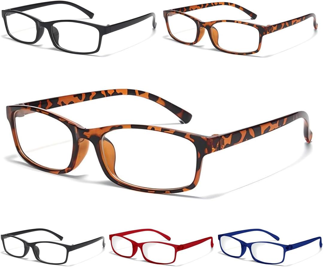 Gaoye Reading Glasses Men/Women, Eyeglasses, Blue Light Readers for Men/Women, Eye Glasses (Classic, Leopard, Red & Blue Mix)