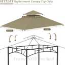 Grill Gazebo Replacement Top, 5 * 8 Outdoor BBQ Top Cover, Double Layer BBQ Gazebo Top Canopy for Model #L-GG001PST-F (Khaki)