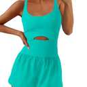 SENSERISE Womens Workout Rompers Athletic Romper Running Onesie One Piece Exercise Jumpsuits Gym Yoga Outfits(Lake Green,XS)