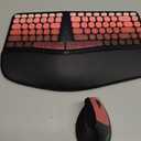 Ergonomic Wireless Keyboard and Mouse Set Wireless Keyboard Silent Mice Set with Wrist Rest for Computer, Laptop, PC, Mac, Windows Black Pink