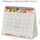 Desk Calendar 2026-2027, Small Desktop Calendar 6.8" x 8"with Floral Design, 18-Month Flip Calendar with Daily Blocks for Teacher, Office & Home, Bonus Stickers
