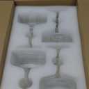 Qipecedm 4 Pcs Ribbed Coupe Glasses, 10 oz Vintage Coupe Glass Set, Unique Martini Glass, Classic Cocktail Glassware, Bar Drinking Glasses Set Perfect for Cocktail, Wine, Champagne & Gift