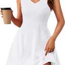IWD Women's V Neck Sleeveless Mini Dress 2026 Summer Spring Elegant Classy A Line Cocktail Party Short Dress (White, M)
