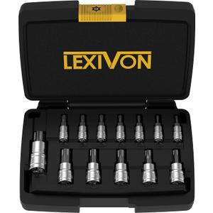 LEXIVON Tamper Proof Torx Bit Socket Set, Premium S2 Alloy Steel | 13-Piece Security Star T8 - T60 Set | Enhanced Storage Case (LX-146)