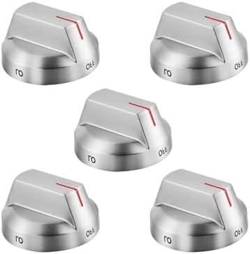 DG94-04167 Stove Knobs Replacement Parts for Samsung Gas Range Knob Stainless Steel NX60T8111SS NX60A6511SS/AA NE63A6511SS/AA Oven Dial Surface Burner Electric Knob Cooktop Assembly Knobs 5 Pcs