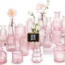 RUCKAE Pink Flower Vase in Bulk 22 Glass Bud Vases Vintage Small Vases for Centerpiece Table Wedding Decorations Home Decor Party (Pink)